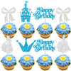 Gyufise 24Pcs Frozen Princess Cupcake Toppers Glitter Castle Bowknot Happy Birthday Cake Topper Decorations for Princess Happy B