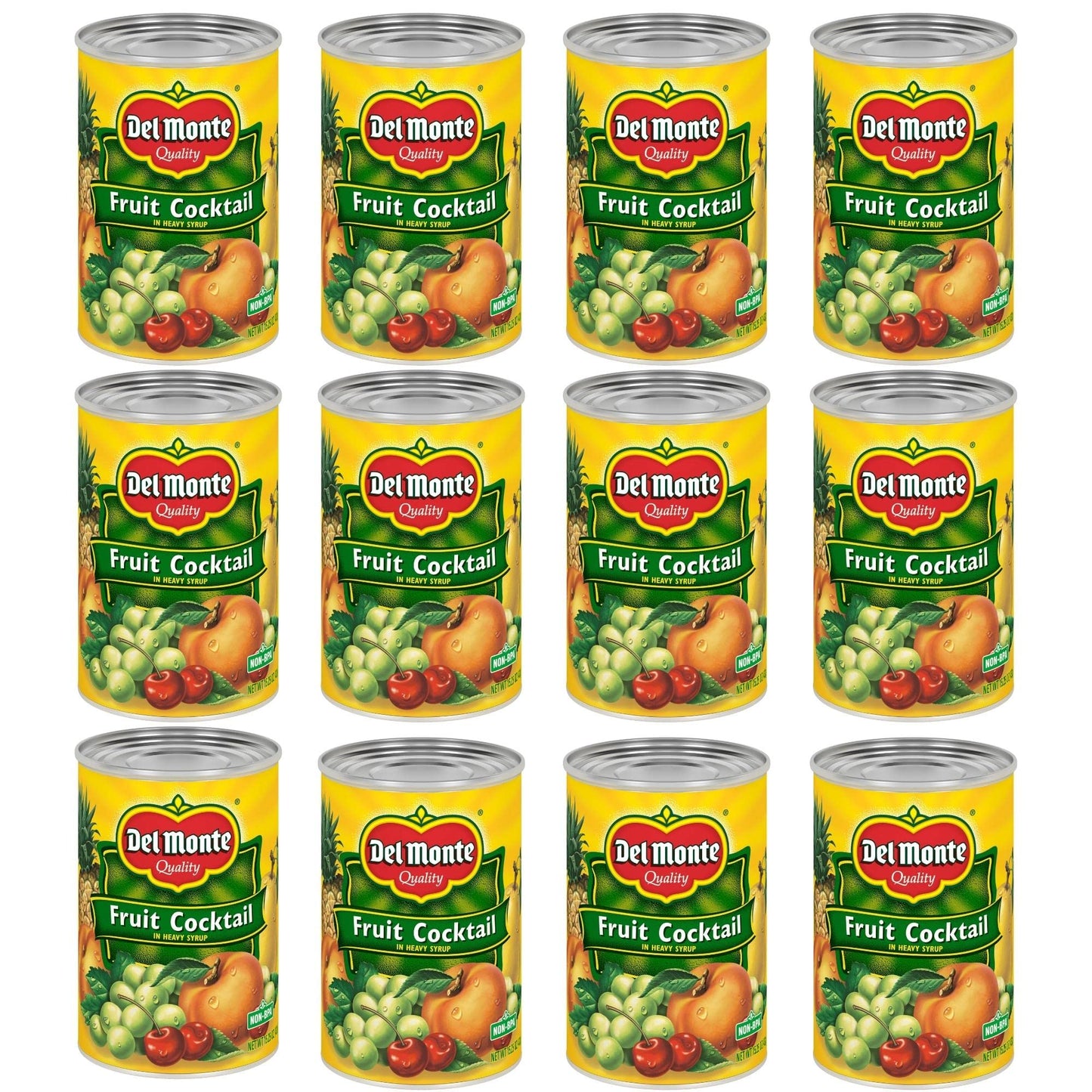 Del Monte Fruit Cocktail In Heavy Syrup, Canned Fruit, 12 Pack, 15.25 Oz Can