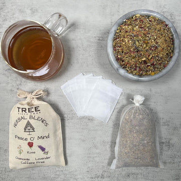 Peace O Mind Herbal Blend - Chamomile, Red Rose Petals, Lavender | Natural Caffeine Free Tea & Smoke Blend By Tree Fifty Four | 30 Cups