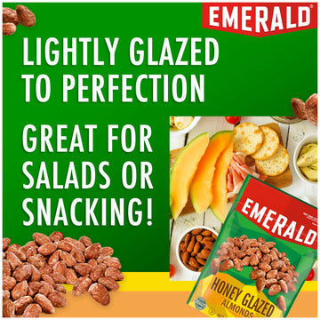 Emerald Nuts Honey Glazed Almonds (1-Pack), 5.5oz Resealable Bag, Kosher Dairy Certified, Non-GMO, Contains No Artificial Preser