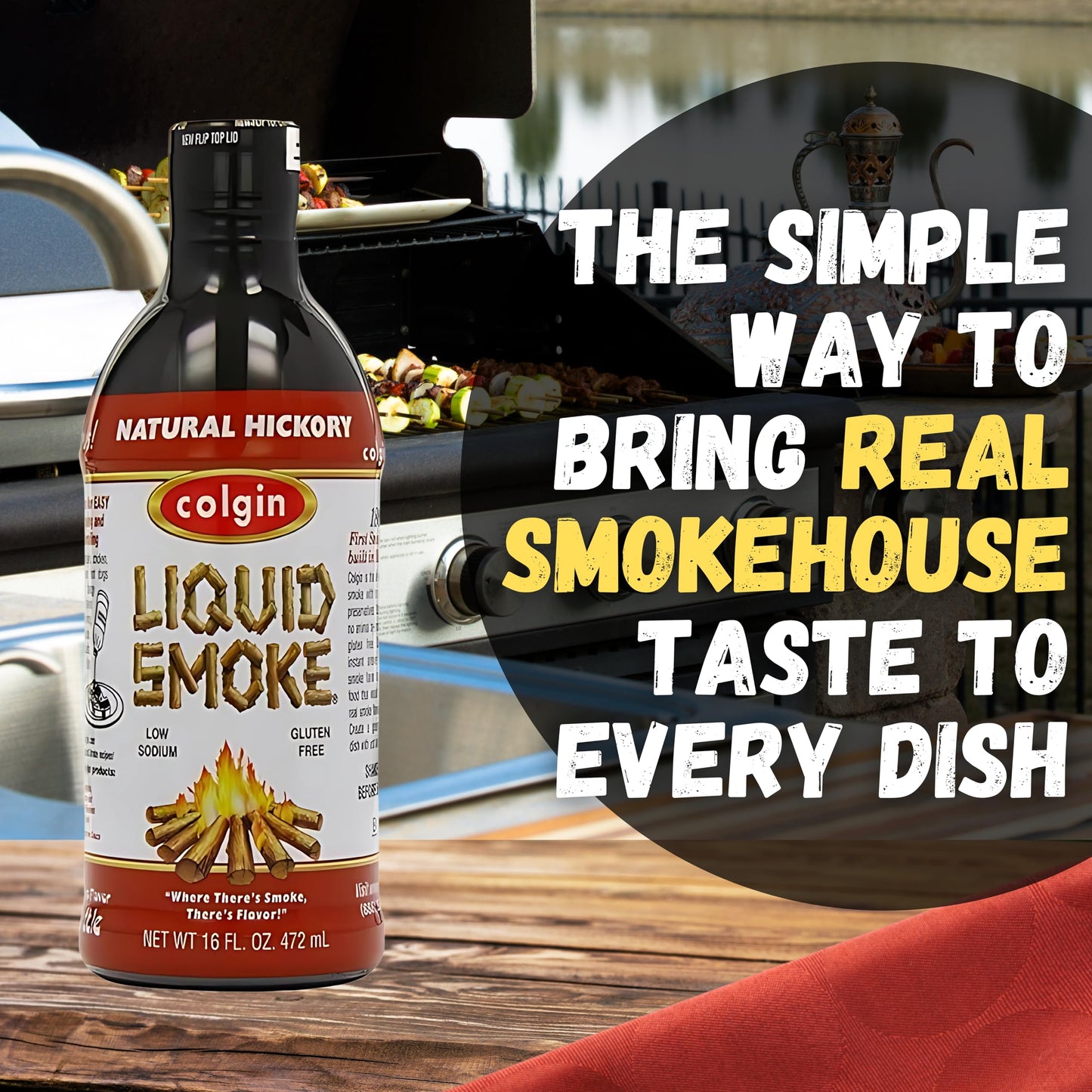 Colgin Authentic Hickory Liquid Smoke (16 Oz) For Home Cooks & Bbq Enthusiasts | Liquid Smoke For Cooking | Rich, Sweet Smoky Flavor For Meats, Sauces, & Marinades | Perfect For Bbq & Cooking (3 Pack)