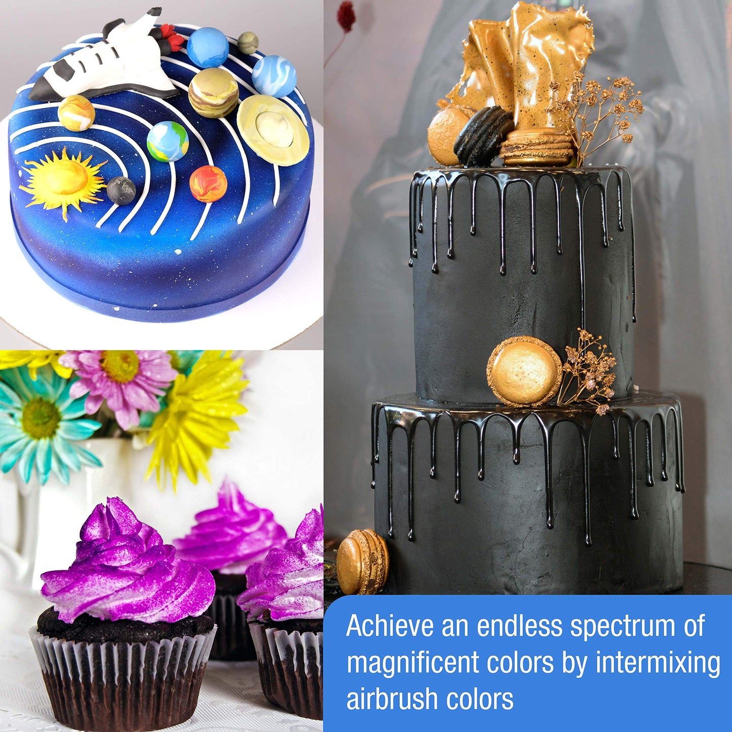 U.S. Cake Supply Airbrush Cake Color Set - The 12 Most Popular Colors In 0.64 Fl. Oz. (19Ml) Bottles Made In The Usa