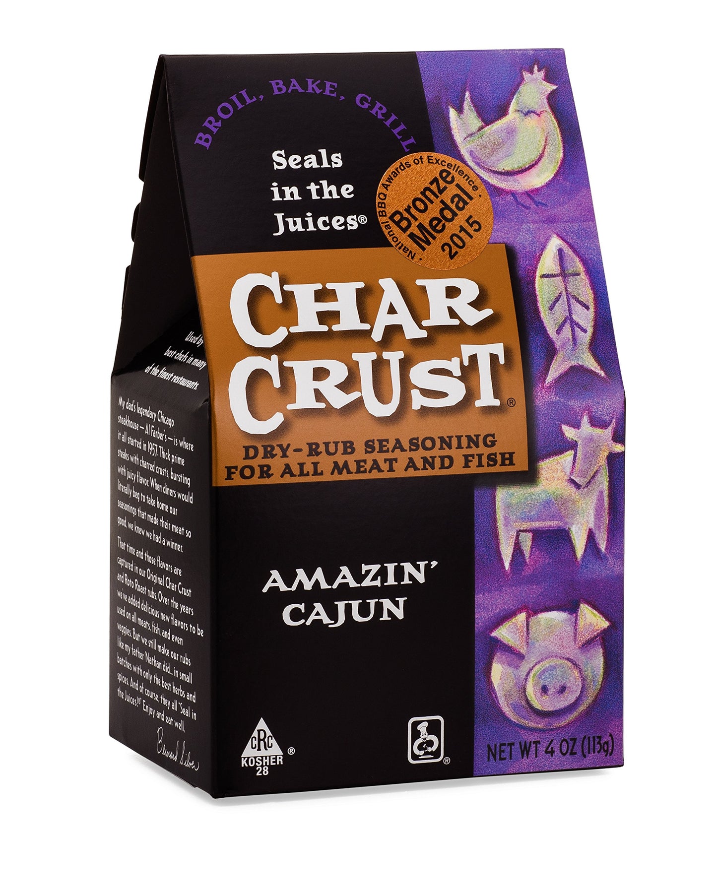 Char Crust Dry-Rub Seasoning, Amazin' Cajun, 4-Ounce (Pack Of 6)