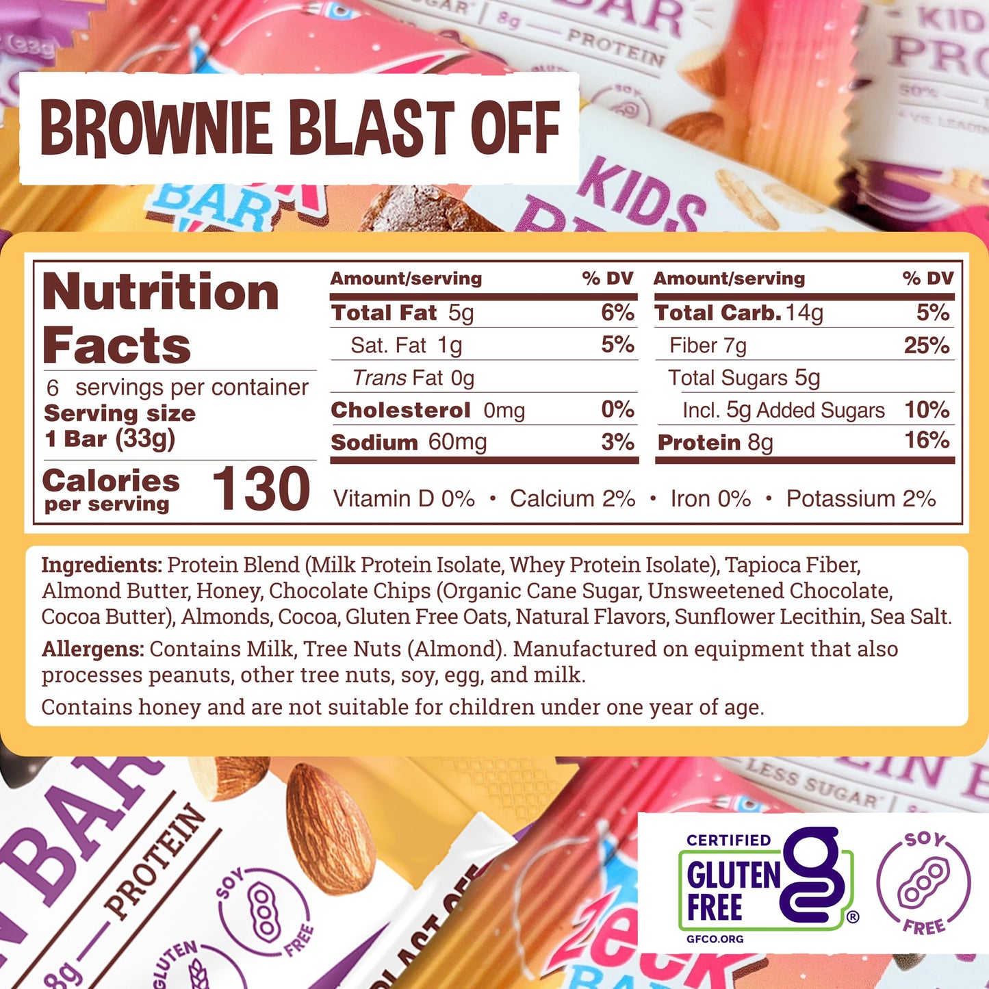 ZEEK BAR - Kids Protein Bars - 50% Less Sugar, 8g Protein - All Natural, Non-GMO, Gluten Free - Variety, 12 Count