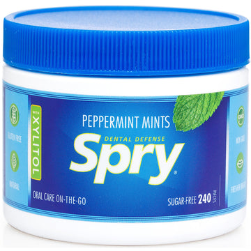 Spry Xylitol Peppermint Sugar Free Candy - Breath Mints That Promote Oral Health, Dry Mouth Mints That Increase Saliva Production, Stop Bad Breath, 240 Count (Pack Of 1)