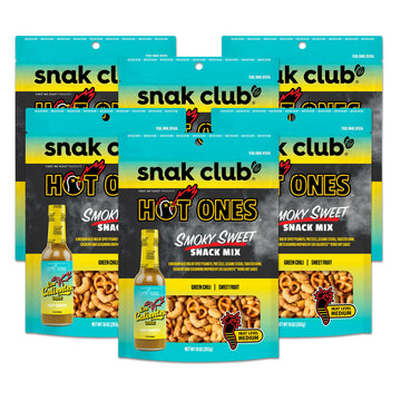 Snak Club x Hot Ones Smoky Sweet Snack Mix, Spicy Snack with Peanuts, Pretzels, Sesame Sticks, Toasted Corn & Cashews, Inspired