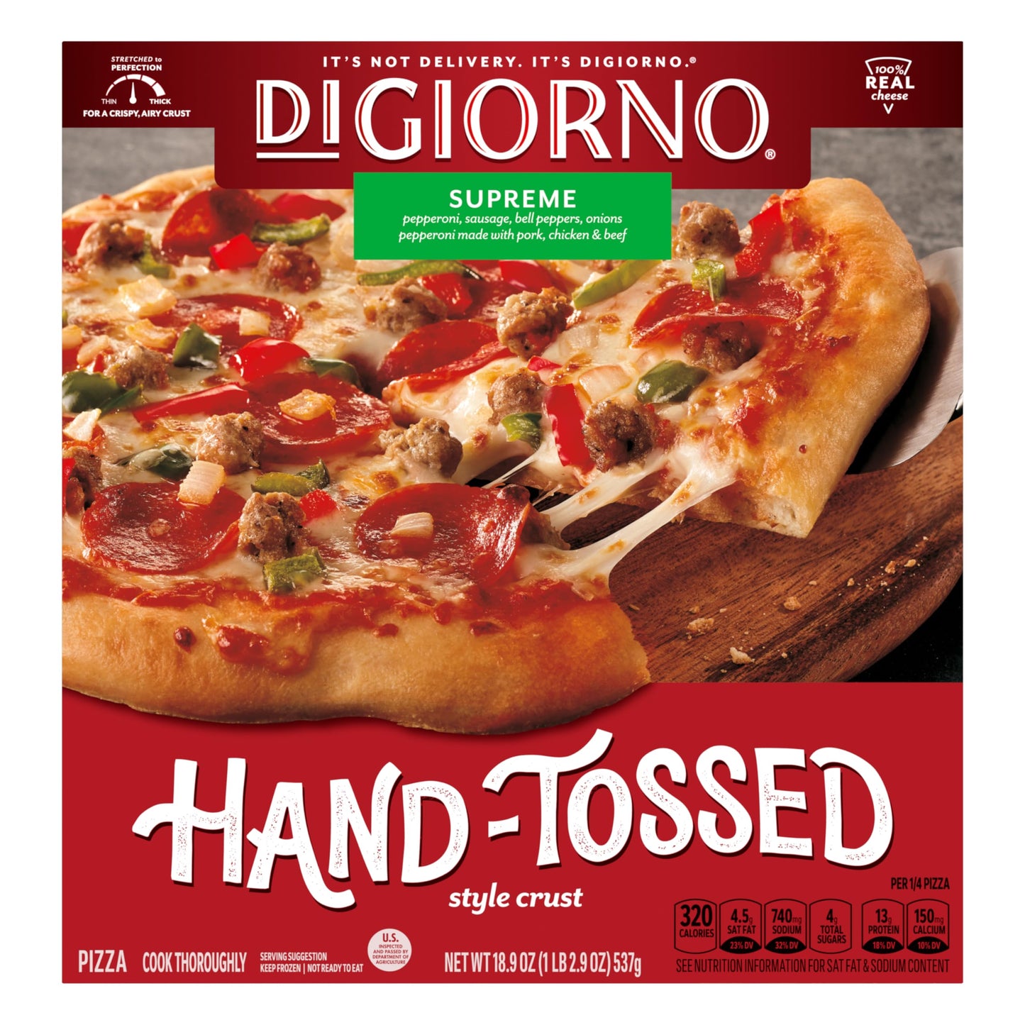 Digiorno Frozen Pizza, Supreme Pizza Hand-Tossed Style Crust, 18.9Oz (Frozen) 18.9 oz