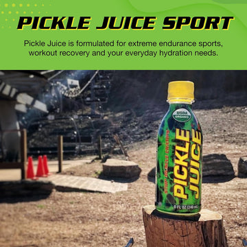 Pickle Juice Sports Drink - 8 oz, 12 Pack - Electrolyte Relief for Cramps - No Artificial Ingredients - Transparent Color