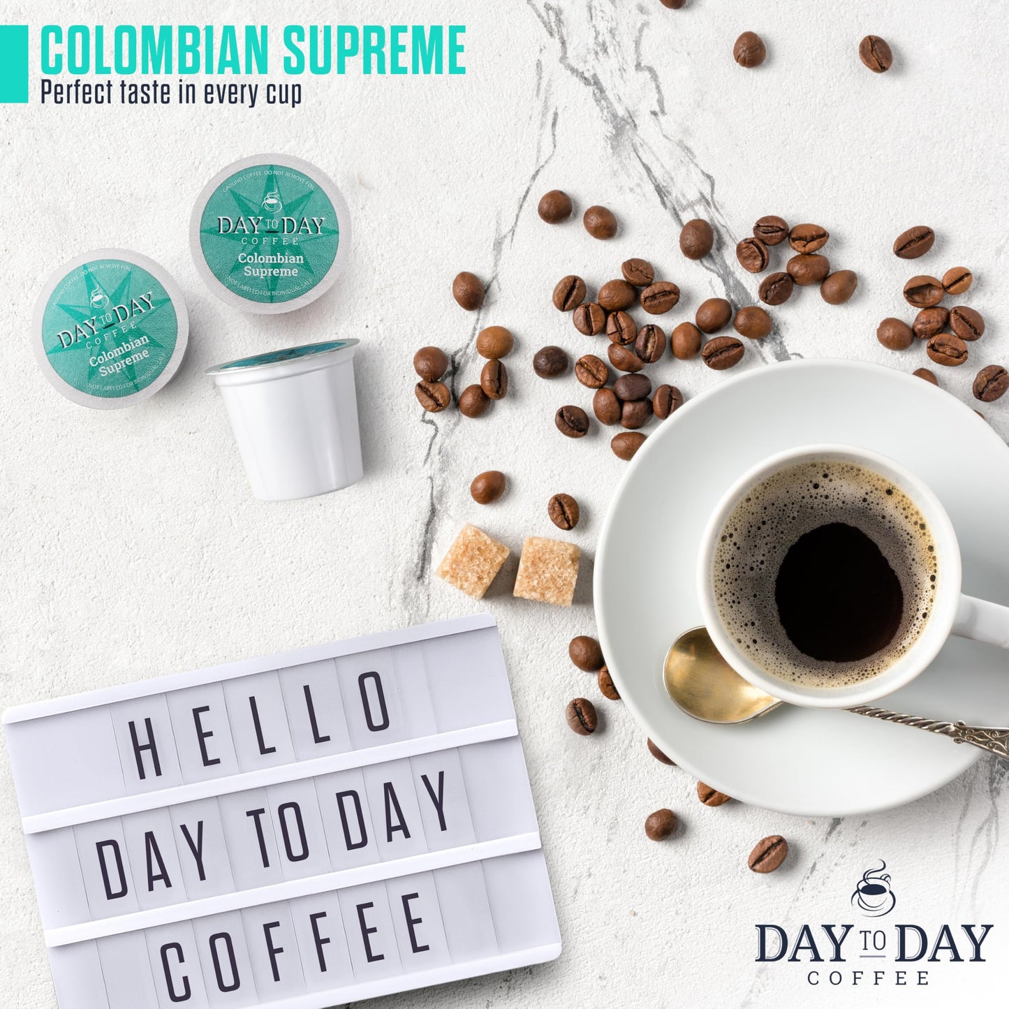 Day To Day Coffee Colombian Supreme Light Roast K-Cup Pods, 120 Count