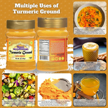 Rani Turmeric Root Powder Spice, High Curcumin, 3oz PET Jar, All Natural, Vegan, Gluten Friendly, NON-GMO, Indian Origin