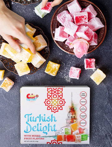 Sarah'S Candy Factory Turkish Delight With Assorted Fruit Flavors (4.05 Oz) Gift Box, Gift Basket
