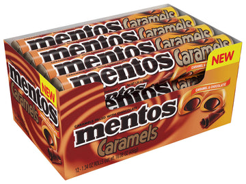 Mentos Candy Roll, Caramel & Chocolate, Non Melting, 1.34 Ounce (Pack Of 12)