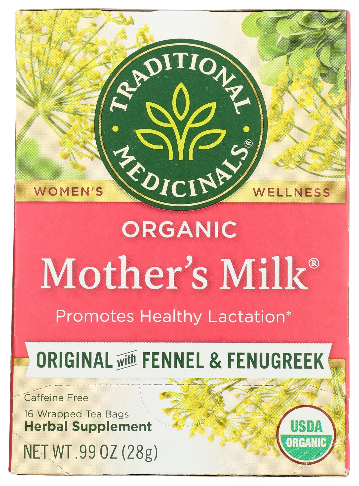 Traditional Medicinals Organic Mothers Milk Herbal Tea, Promotes Healthy Lactation, (Pack Of 1) - 16 Tea Bags