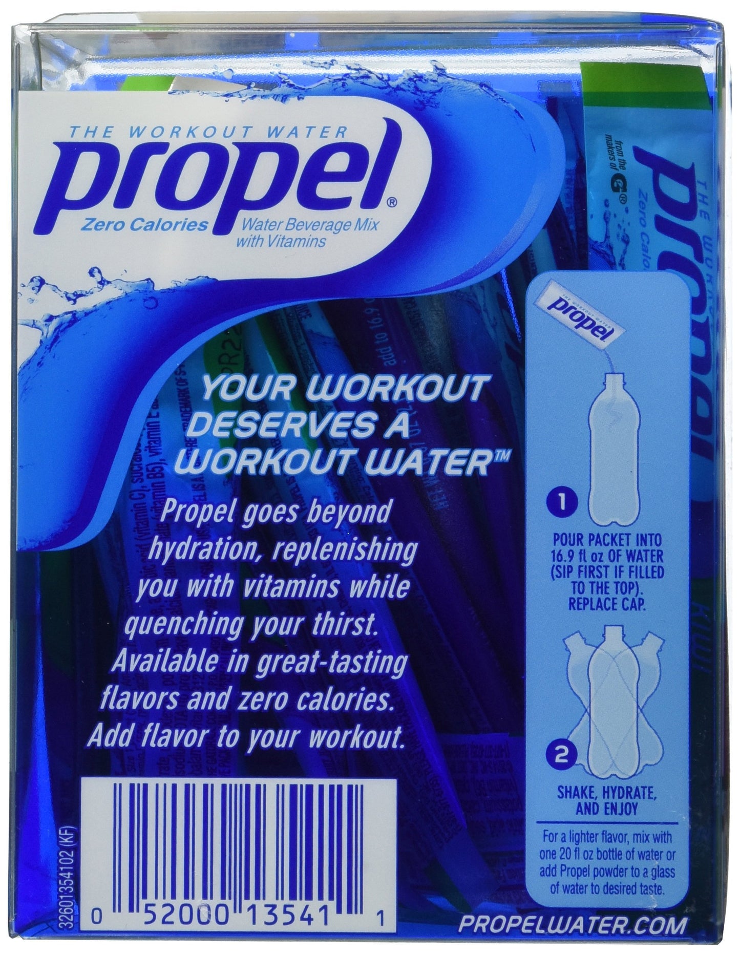 Propel Zero Calorie Nutrient Enhanced Water Beverage Mix (36 Packets) 3 Different Flavors (Berry, Grape & Kiwi Strawberry)