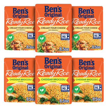 BEN S ORIGINAL Ready Rice Creamy Four Cheese and Cheddar Broccoli Variety Pack, Easy Dinner Sides, 8.5 OZ Pouch (Pack of 6)