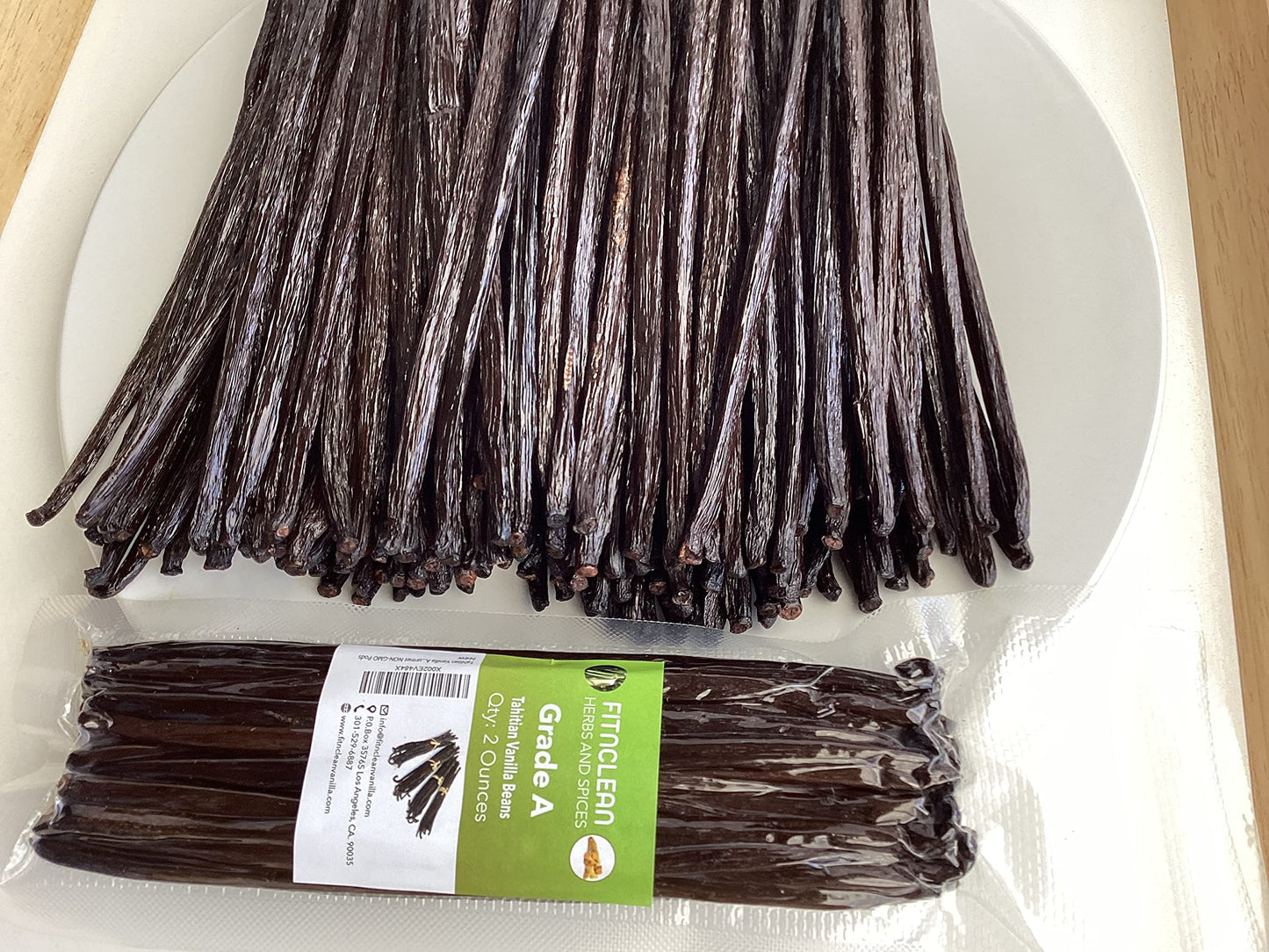 2Oz Tahitian Vanilla Beans Grade A For Extract, Cooking And Baking By Fitnclean Vanilla| 2 Ounces (1/8Lb) Bulk 6"-7" Fresh Gourmet Non-Gmo Pods