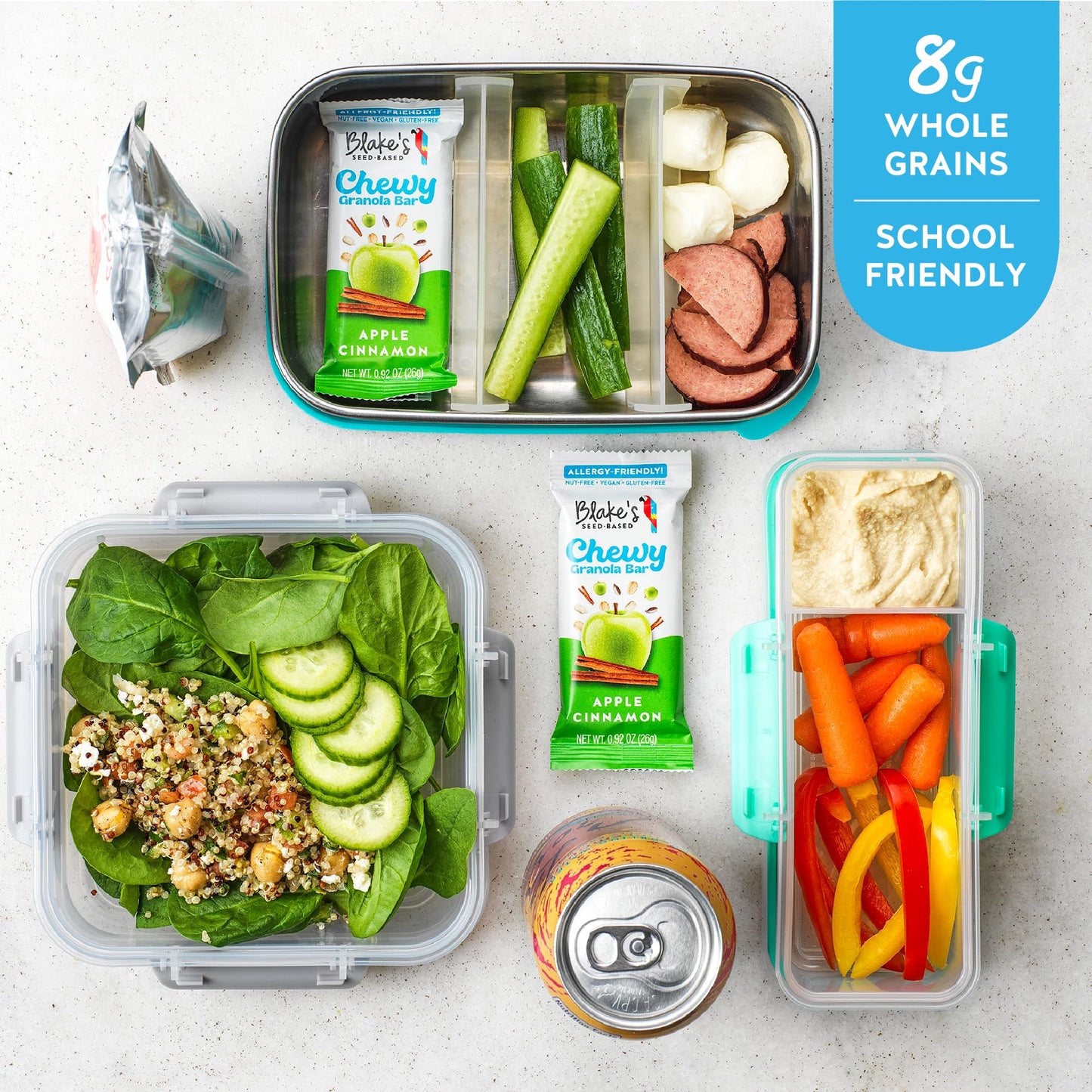 Blakes Seed Based Chewy Granola Bars - Apple Cinnamon (24 Count), Vegan, Gluten Free, Nut Free & Dairy Free, Healthy Snacks For