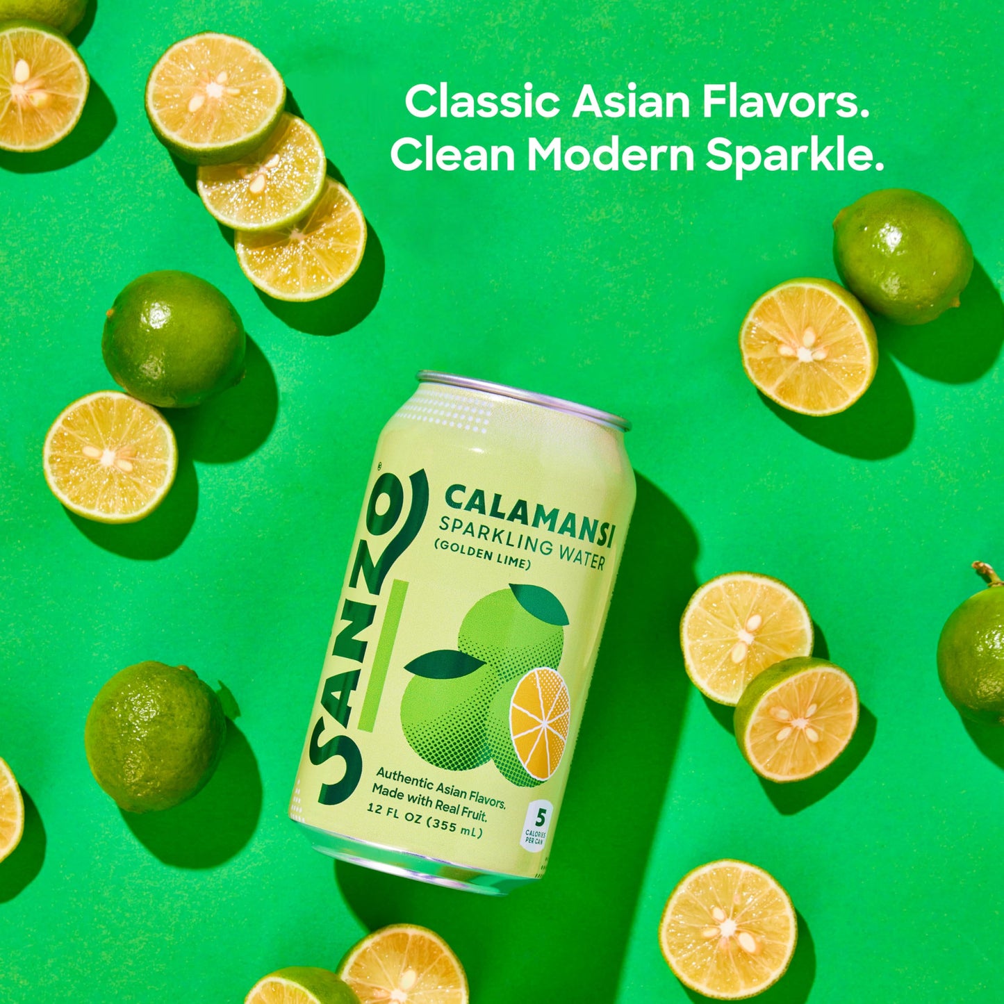 Sanzo Flavored Sparkling Water, Calamansi Lime, 12-Pack, 12 Fl Oz Cans, Non-GMO, Gluten-Free, Vegan