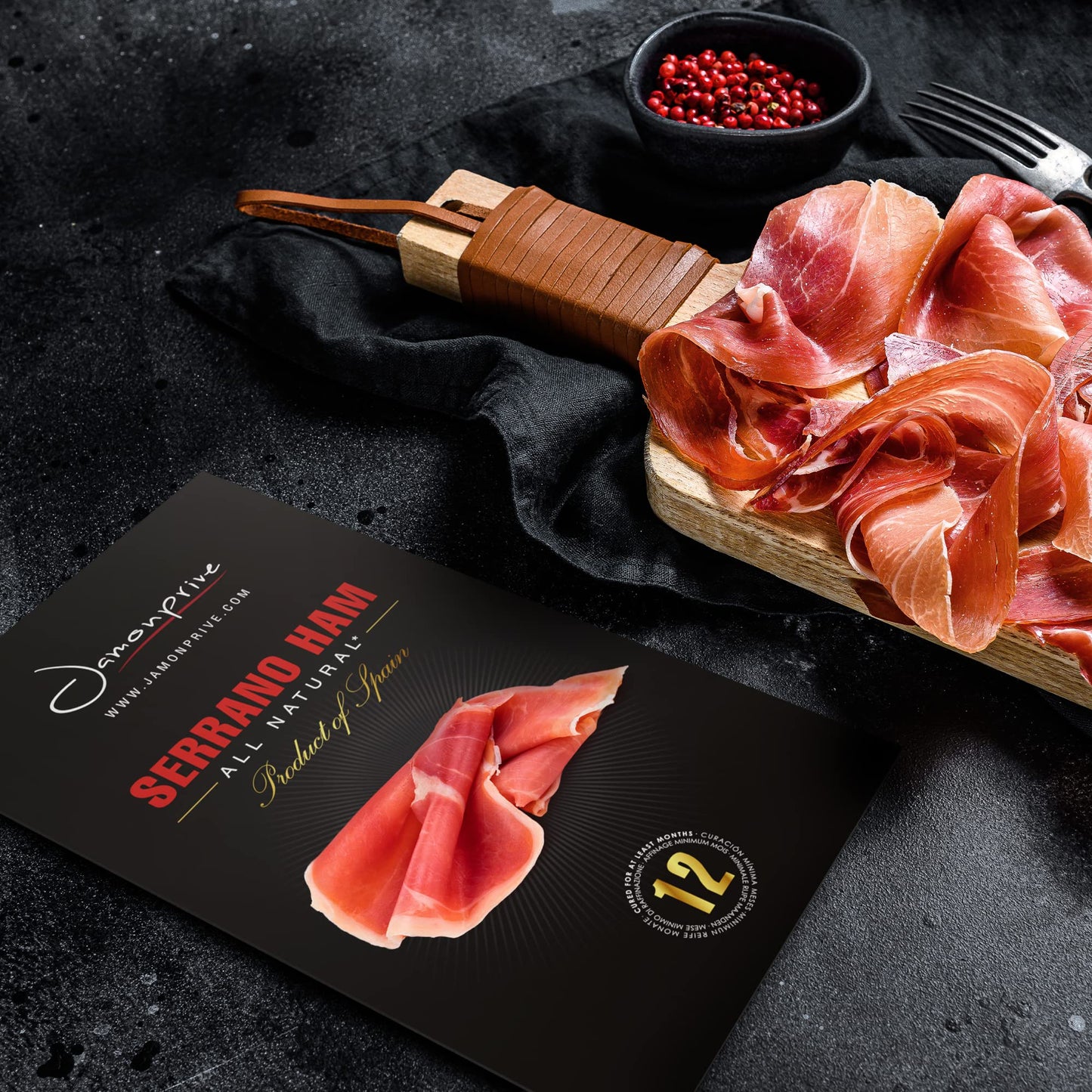 Spanish Serrano Ham Sliced Dry-Cured (3Oz) - Spanish Jamon Serrano With No Nitrates Or Nitrites All Natural, Gmo Free And Gluten