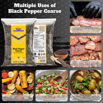 Rani Black Pepper Coarse Ground 28 Mesh (Table Grind) 7Oz (200G) ~ All Natural | Vegan | Gluten Friendly | Non-Gmo | Kosher | Pr