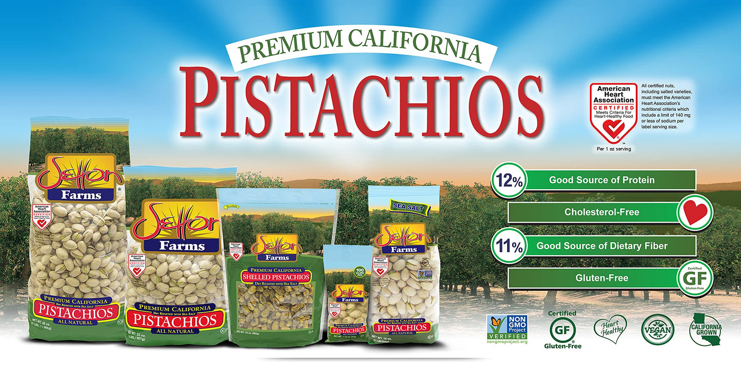 Setton Farms Dry Roasted And Salted Pistachios, Premium California In Shell Pistachios, 1 Pound Bag (16 Ounce), Certified Non-Gmo, Gluten Free, Vegan And Kosher