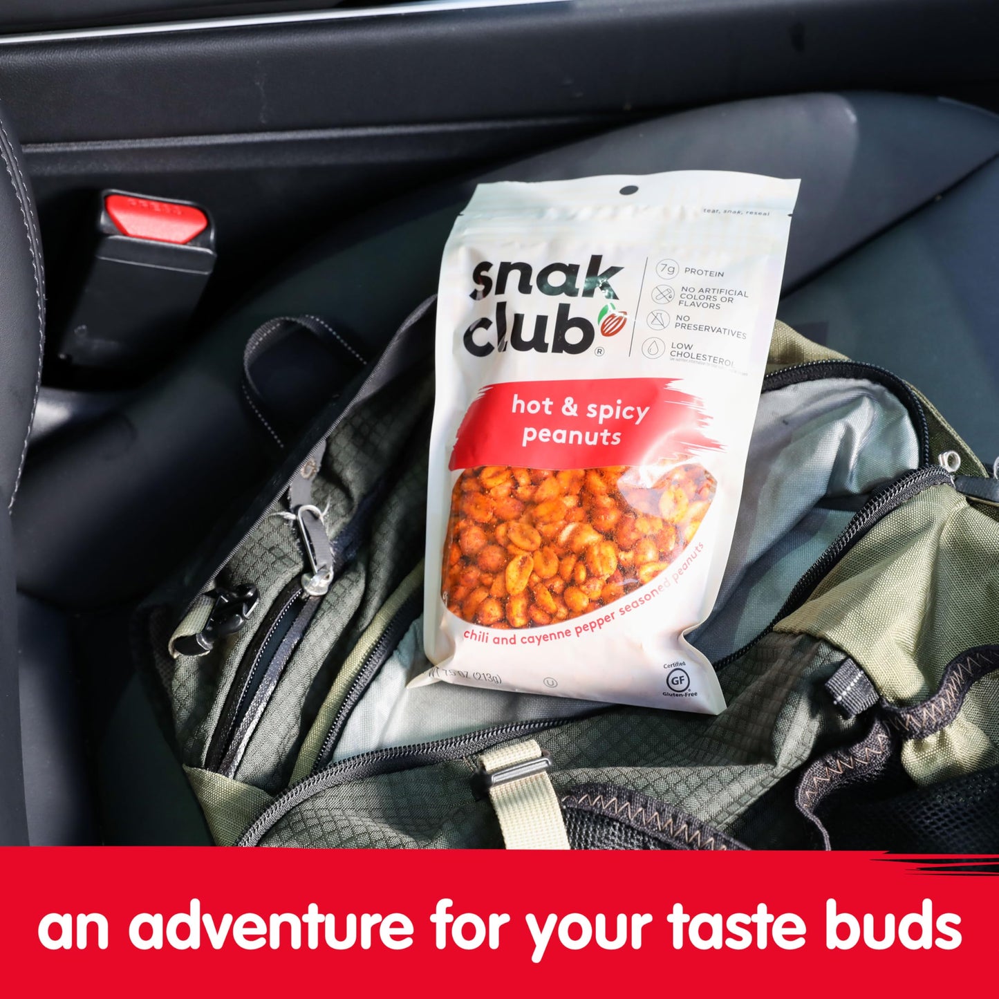 Snak Club Hot And Spicy Peanuts, Chili And Cayenne Pepper Seasoned Nuts, Gluten-Free And Kosher Snack, 7.5 Oz Resealable Bags, 6 Pack