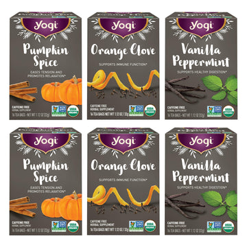 Yogi Tea Holiday Tea Variety Pack - 16 Tea Bags Per Pack (6 Packs) - Holiday Tea Sampler - Includes 2 Vanilla Peppermint Teas, 2
