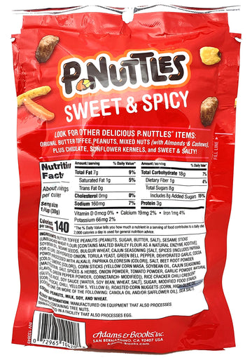 P-Nuttles Sweet & Spicy Butter Toffee Peanuts - Resealable Snacking Bags Of Sweet And Spicy Snack Mix, Made In The Usa, Kosher S