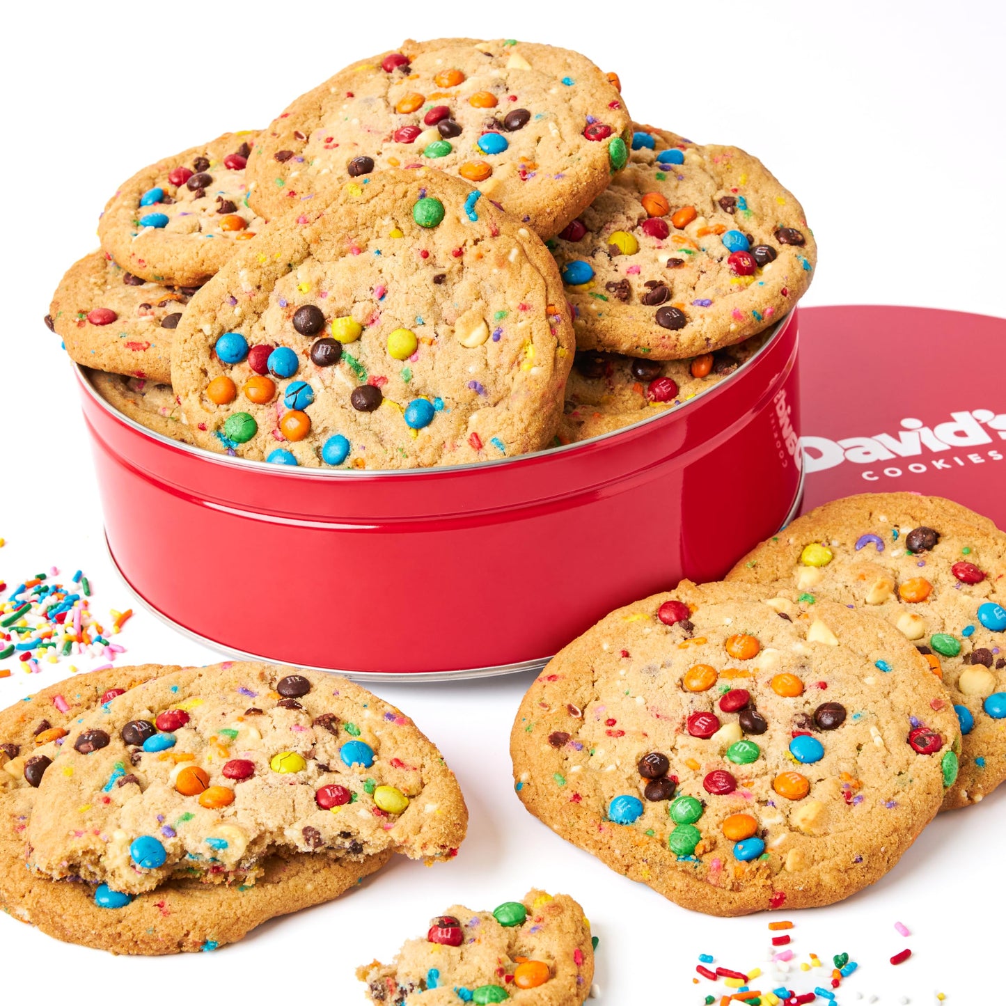 DavidS Cookies Fresh Baked Decadent Jumbo Birthday Gourmet Cookies - 2Lb Gift Basket Tin With 8 Large Birthday Cookies - Bakery-Style Soft And Chewy Dessert For Birthdays Holidays Thank You Gifts
