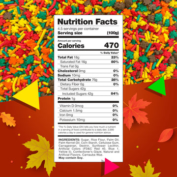 Fall Sprinkles Mix | 1 Pound Bag of Autumn Sprinkles with Leaves & Stripes | Fall Colored Decor for Cakes, Cupcakes, Cookies, Au