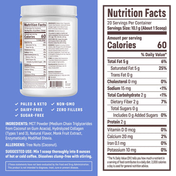 Nativepath Keto Coffee Creamer Powder French Vanilla - Keto-Friendly, Non-Dairy & Low Sugar Creamer. Made With Grass-Fed Collage