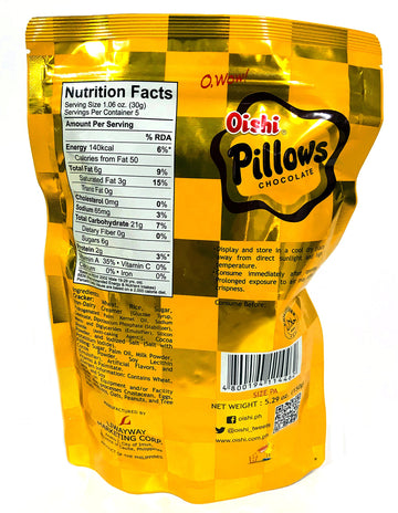 Oishi Pillows Choco-Filled Crackers Party Size, 5.29 Oz, 3 Packs