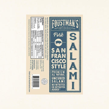 Foustman'S Salami Pork San Francisco Style Artisanal, Nitrate-Free, Naturally Cured, Gluten-Free, Dairy-Free, Pack Of 6, 8 Oz Ea