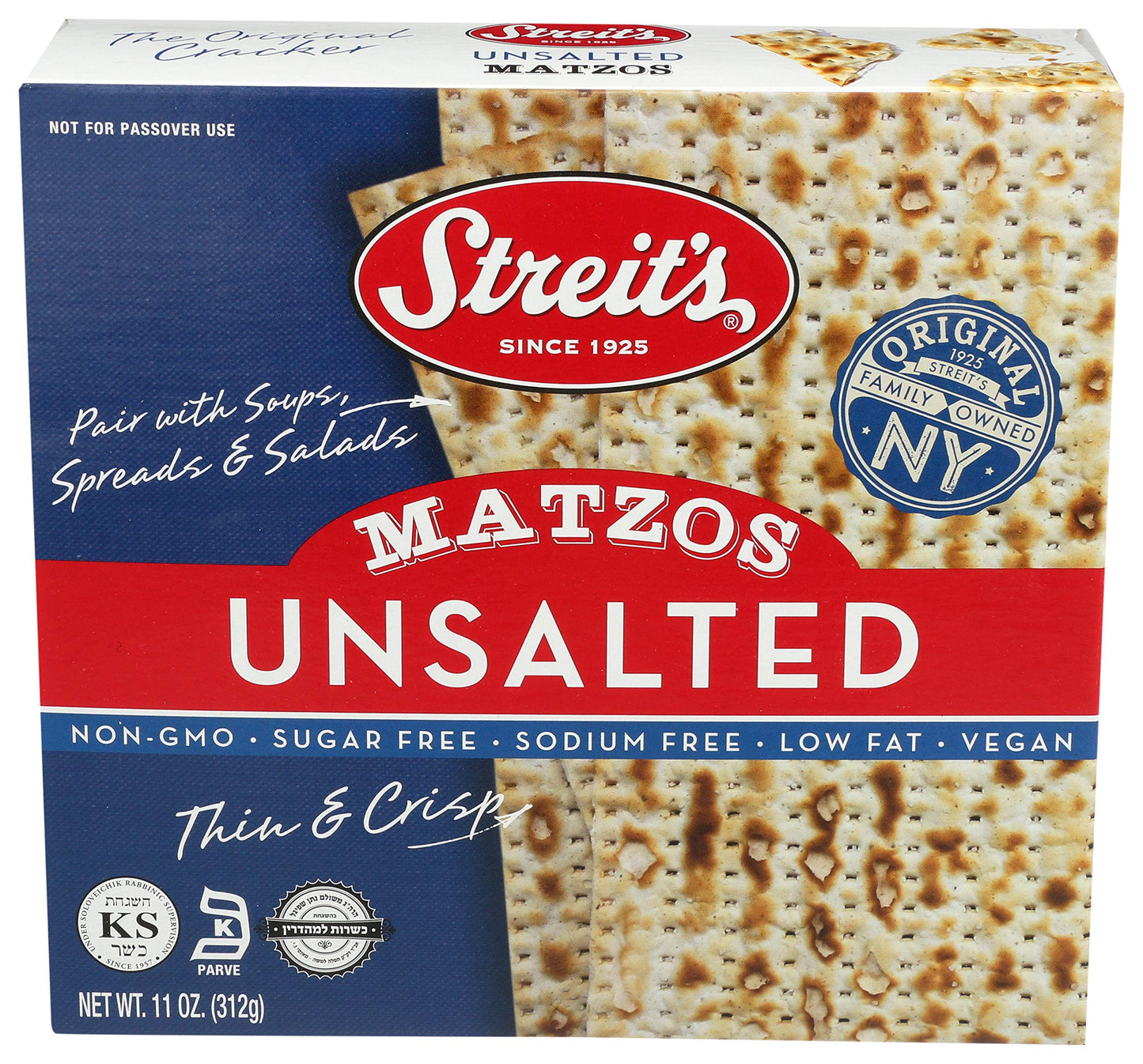 Streit'S Unsalted Matzo, 11 Oz
