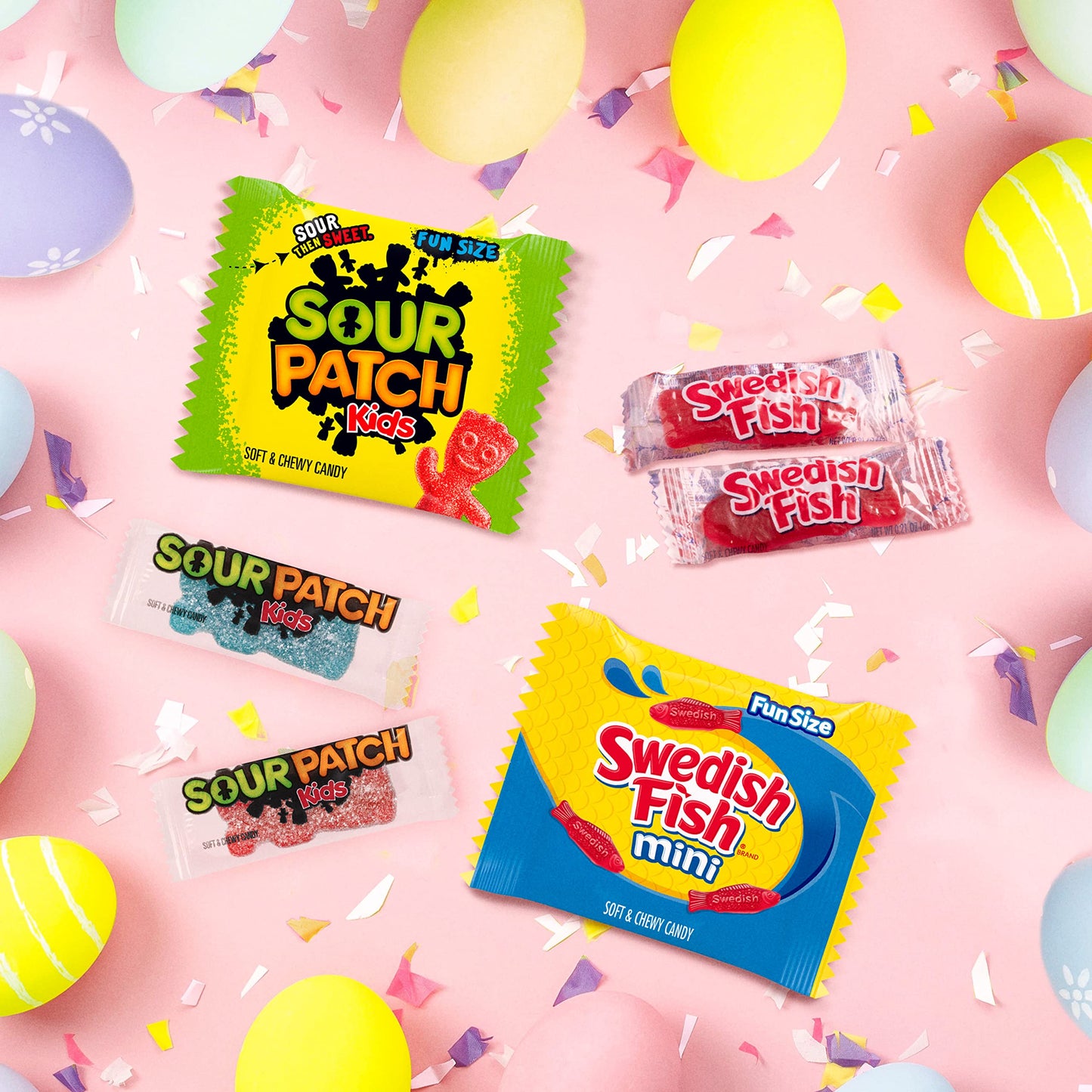 SOUR PATCH KIDS, SOUR PATCH KIDS Big Kids, SWEDISH FISH and SWEDISH FISH Mini Soft & Chewy Easter Candy Variety Pack, Bulk Candy