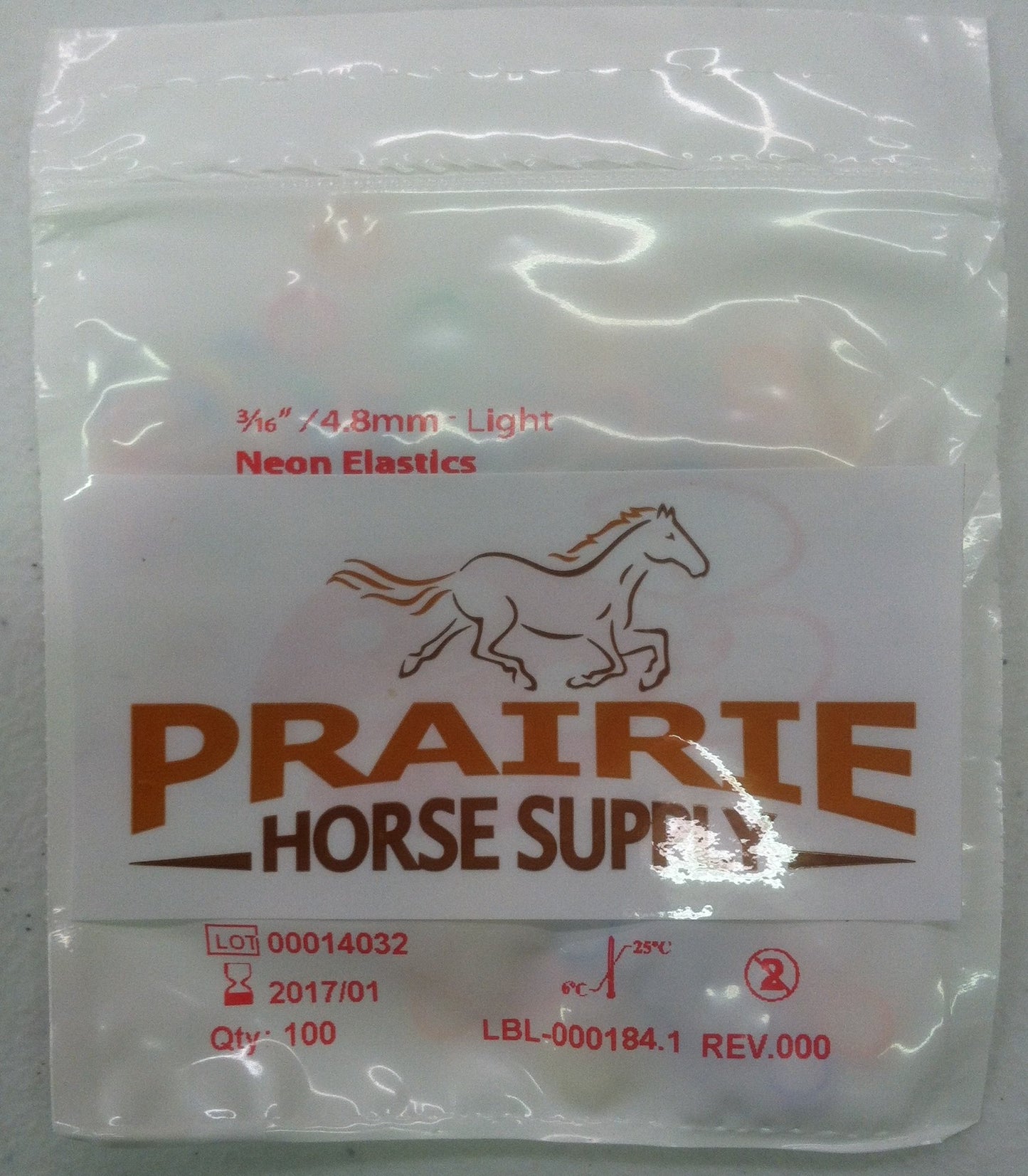 Prairie Horse Supply 3/16 Neon Orthodontic Elastic Rubber Bands, 100 Pack, Heavy Duty for Braces & Dreadlocks, Includes Free Placer