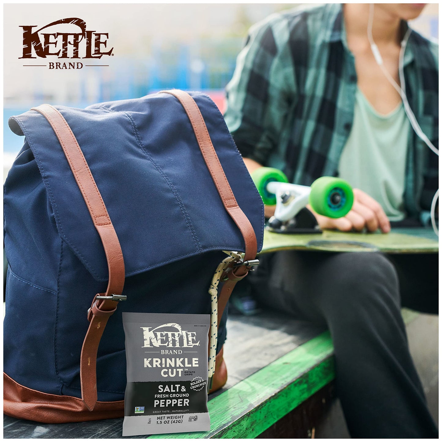 Kettle Brand Potato Chips Krinkle Cut Salt & Fresh Ground Pepper, 1.5 Oz