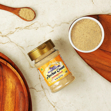 Rani Amchur (Mango) Ground Powder Spice 3oz (85g) PET Jar ~ All Natural, Indian Origin | No Color | Gluten Friendly | Vegan | NO