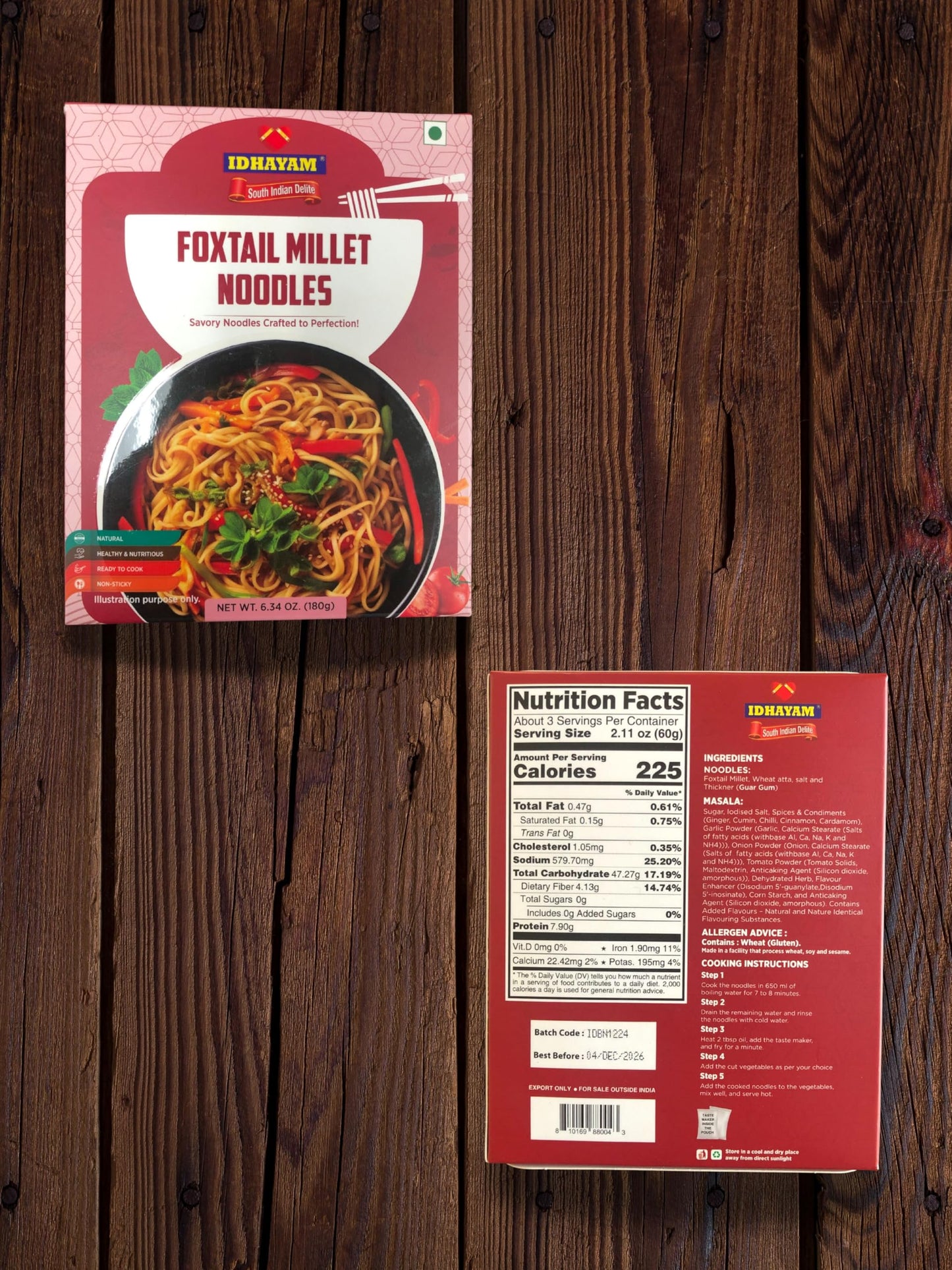 Millet Noodle Trio Pack - Little Millet, Pearl Millet (Bajra), & Foxtail Millet - 540G 3X180G - No Maida, High Protein & Fiber,