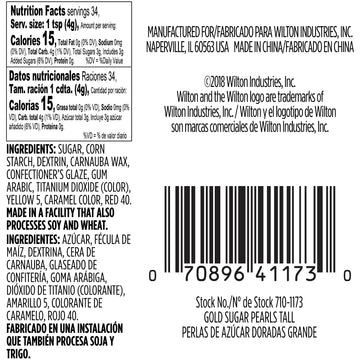 Wilton Sugar Pearls, 141 Gram, Gold, Non Toxic