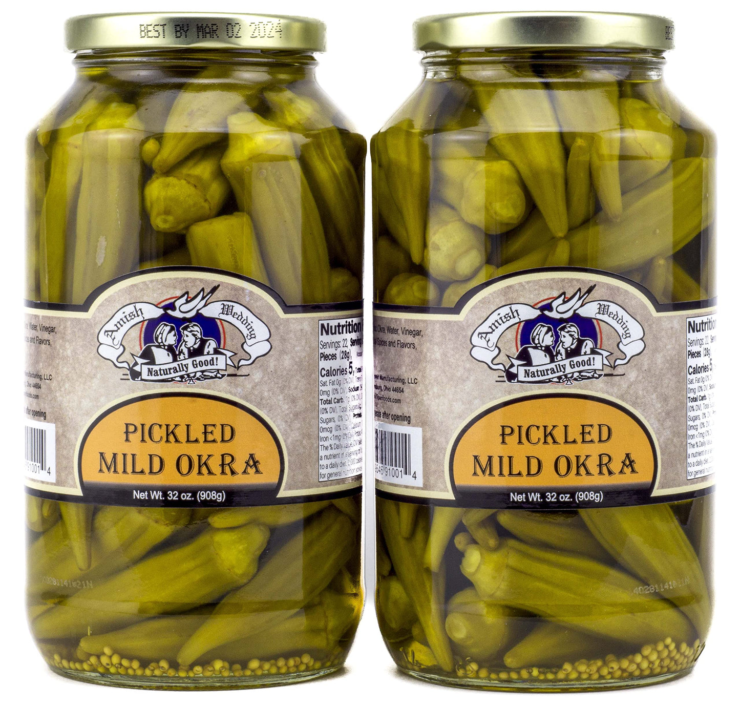 Amish Wedding Mild Pickled Okra 32 Ounces (Pack Of 2)