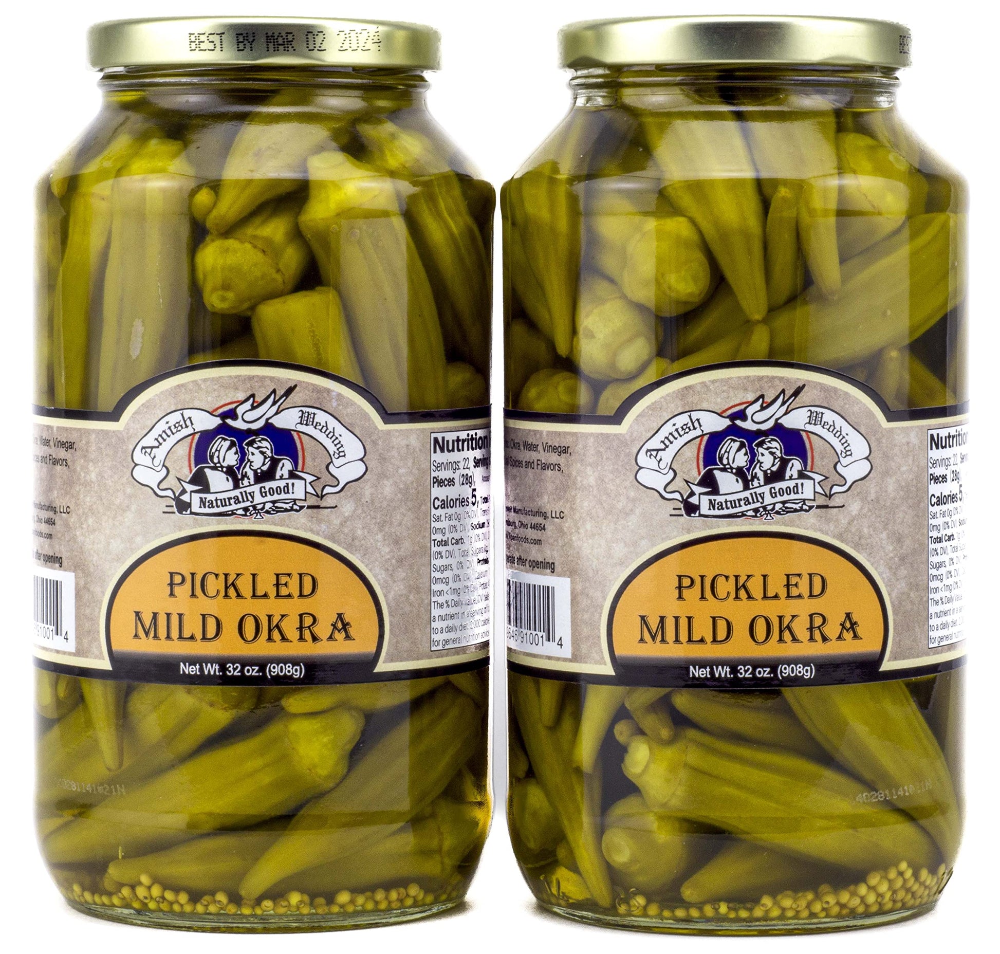 Amish Wedding Mild Pickled Okra 32 Ounces (Pack Of 2)
