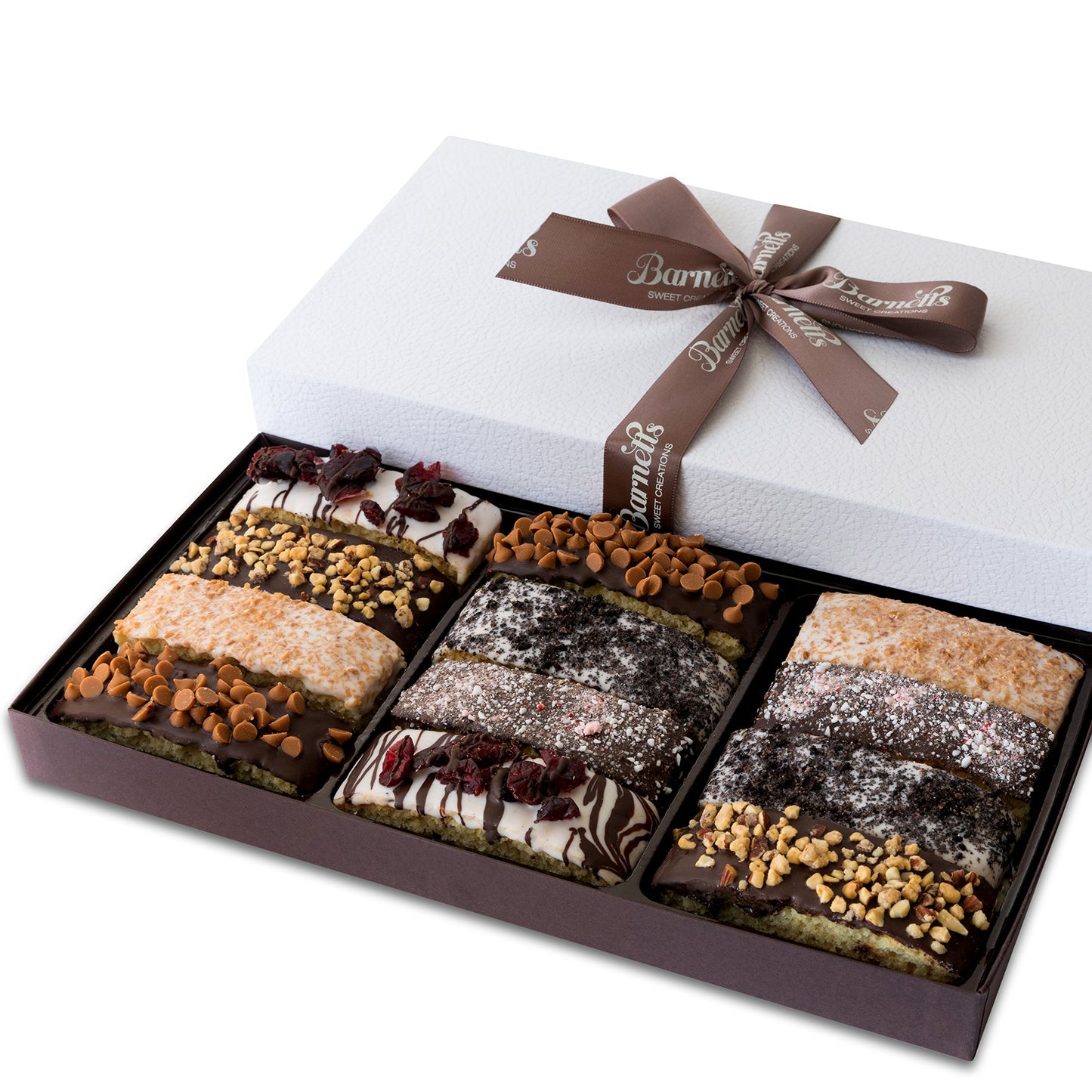 Barnetts Christmas Holiday Thanksgiving12 Chocolate Biscotti Gift Basket Gourmet Cookies Gifts for Food Delivery Ideas for Dad Husband Brother Son Grandfather Girlfriend Grandmother Daughter Mother