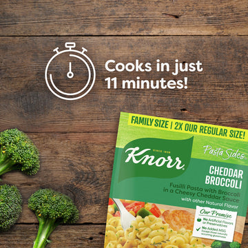 Knorr Pasta Sides 7 Count For A Tasty Pasta Side Dish Cheddar Broccoli Family Pack No Artificial Flavors Or Preservatives 8.6 Oz