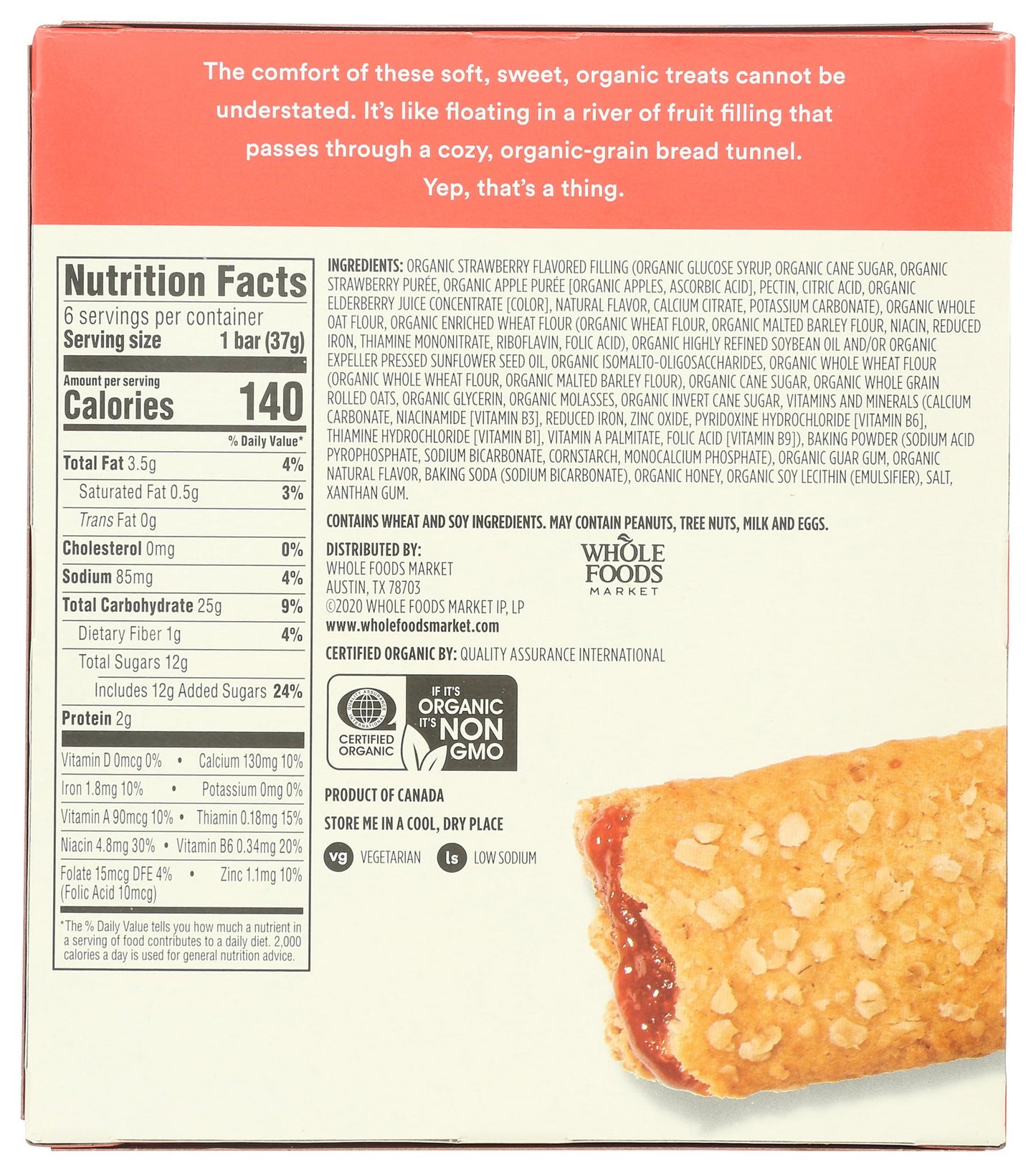 365 By Whole Foods Market, Organic Strawberry Cereal Bar 6 Count, 7.8 Ounce