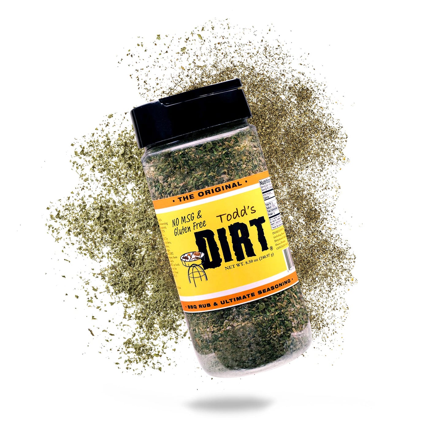 Todds Dirt - Oriflavor Blendal Dirt Large 8.50 Oz Bottle All Purpose Seasoning & Bbq Rub Gourmet Mild Savory Seasoning/Rub Thats Great On Everything 100% All Natural With No Msg & Gluten-Free 8.50 Oz