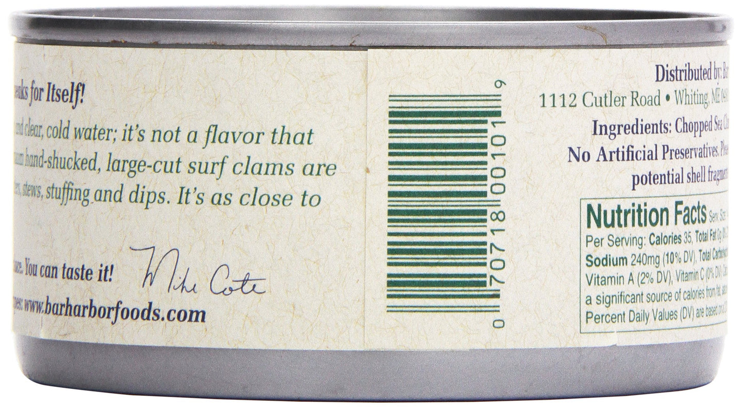 Bar Harbor Foods All Natural Chopped Clam, 6.5 Ounce - 12 Per Case.12