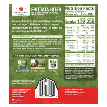 Applegate Farms Chicken Sausage, Red Pepper, Onions & Spinach Frittata Bites, 8.4 OZ