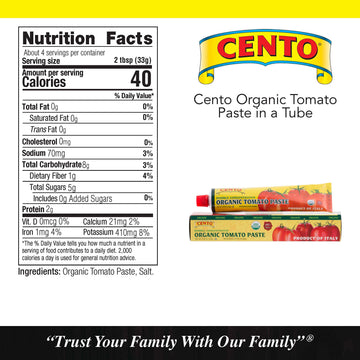 Cento Organic Double Concentrated Tomato Paste In A Tube, 4.56 Ounce (Pack Of 12)