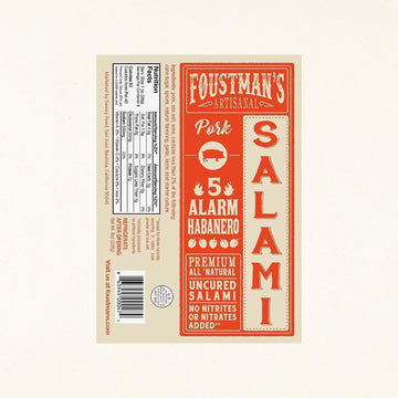 Foustman'S Salami Pork 5 Alarm Habanero Artisanal, Nitrate-Free, Naturally Cured, Gluten-Free, Dairy-Free, Pack Of 6, 8 Oz Each